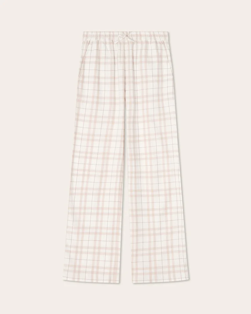 Lexington Pyjamasset Ekologisk Bomullsflanell Beige/Vit Rutig