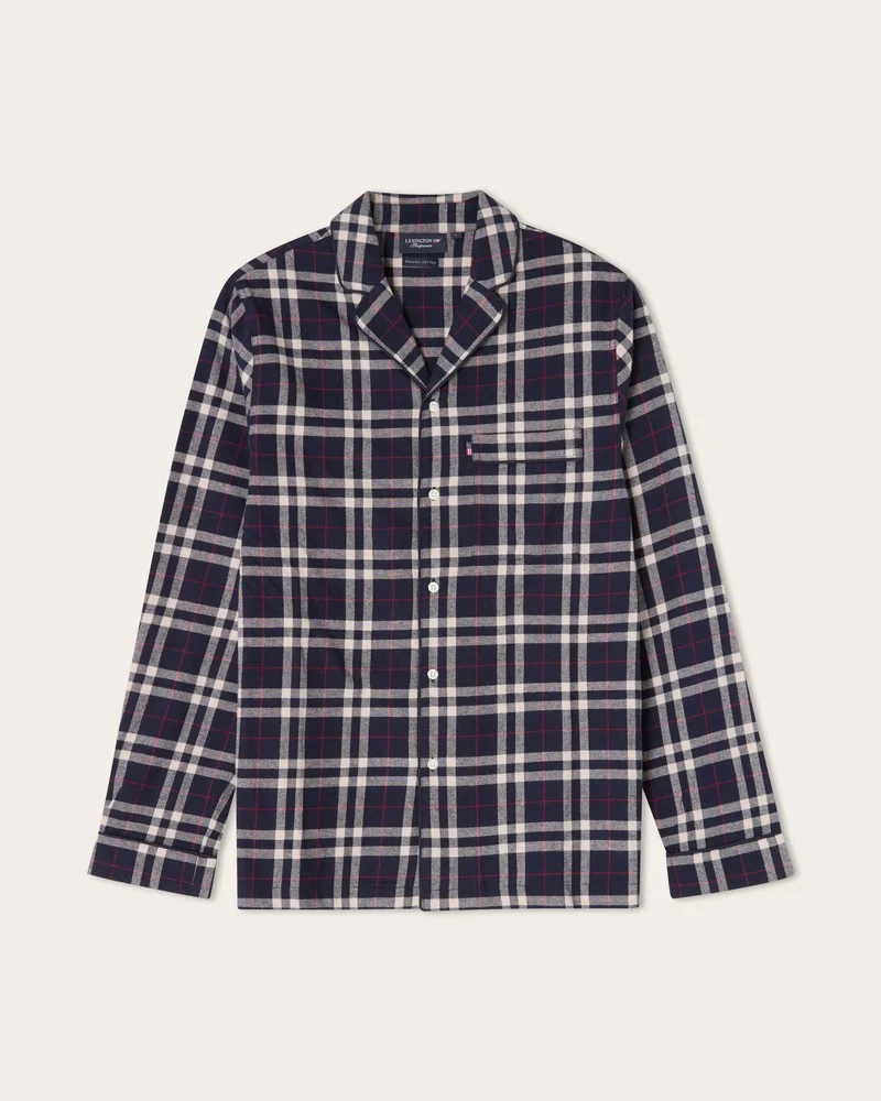 Lexington Pyjamasset Rutig Flanell Ekologisk Bomull Blå/Vit/röd