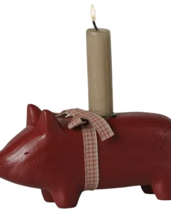 Maileg Ljusstake Röd Trä Gris Medium